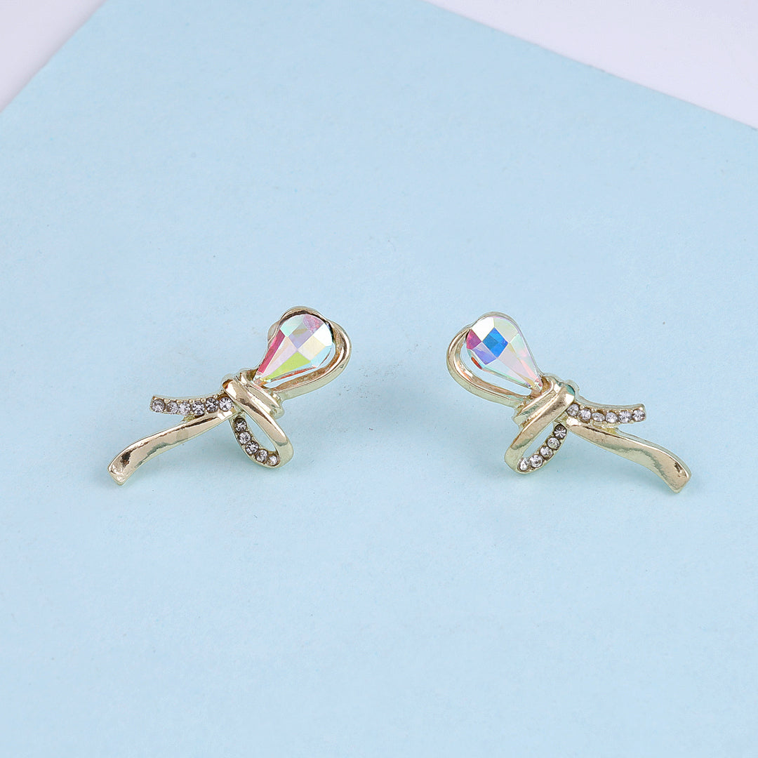 Cubic Zirconia Bow Stud Earrings