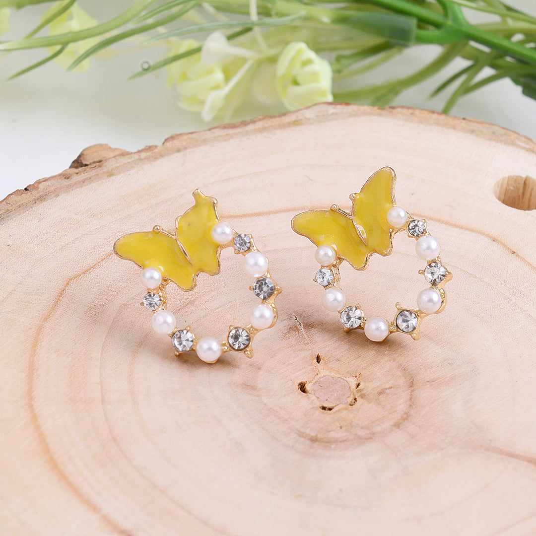 Mini Butterfly Pearl Earrings