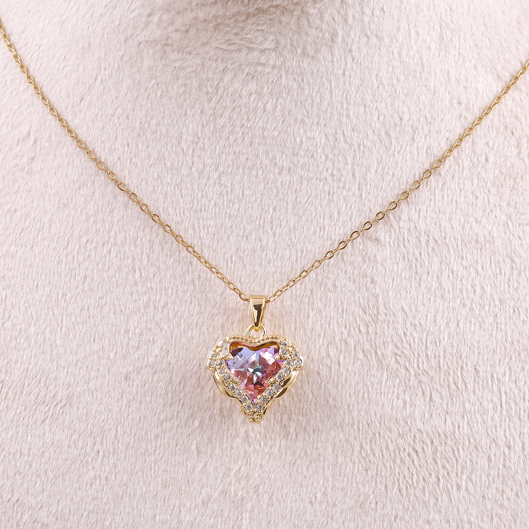 Pink Zircon Heart Necklace