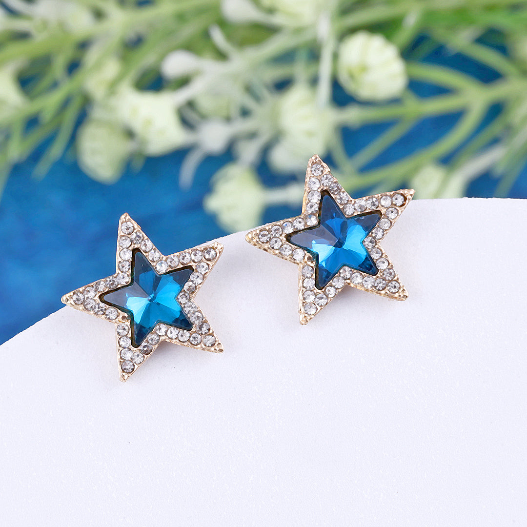 Blue Star Crystal Stud Earrings