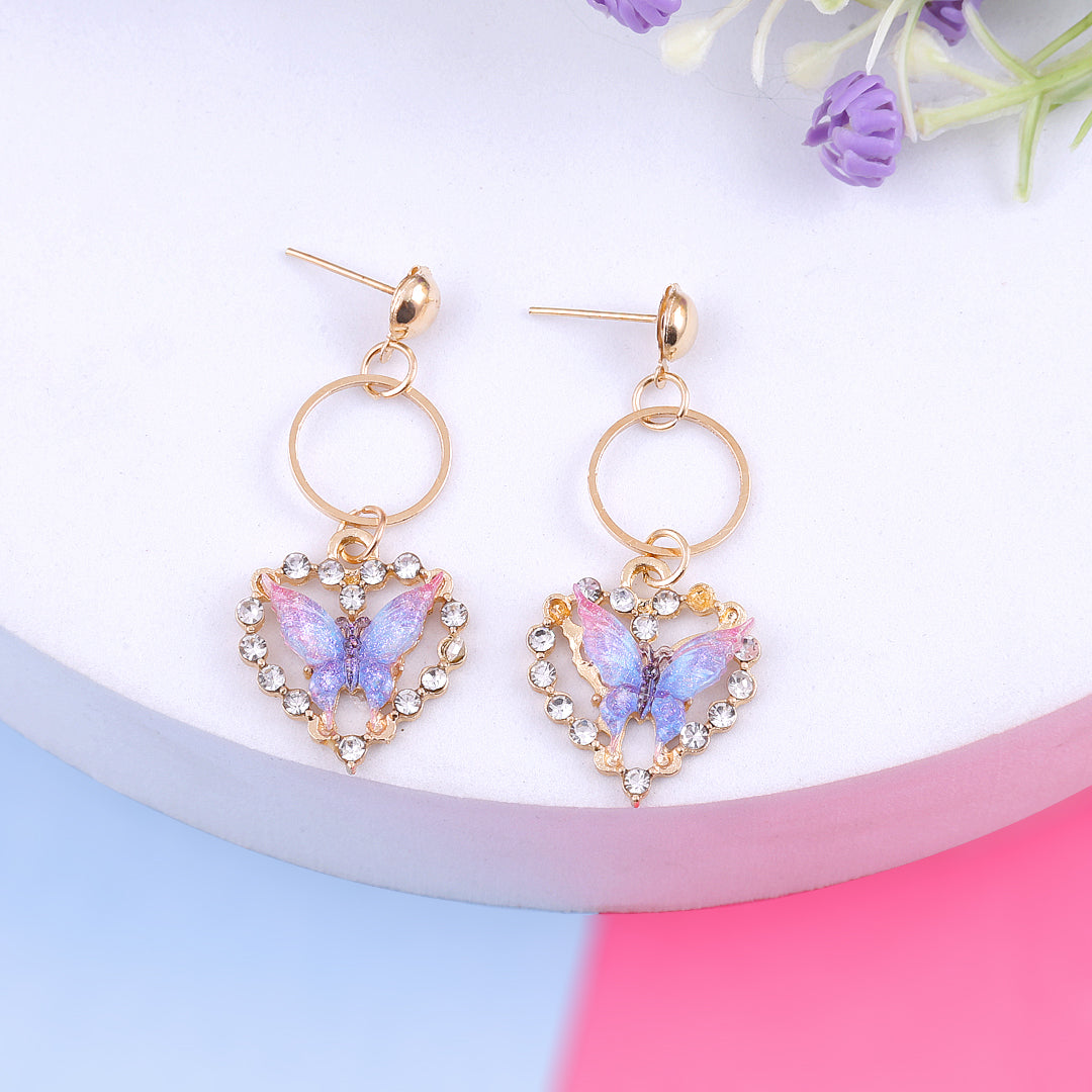 Rainbow shade butterfly Stone Drop Earrings