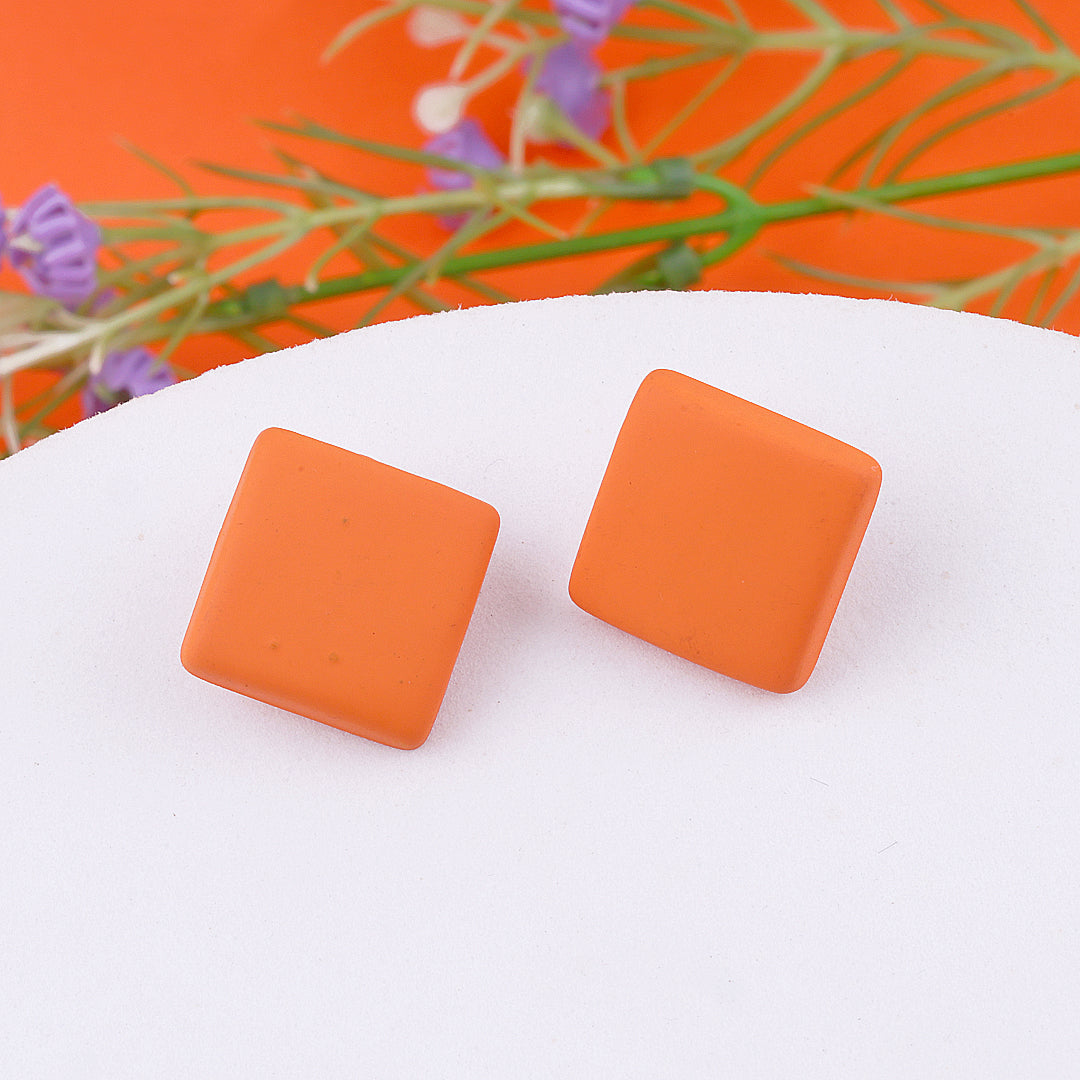 Orange Cube Drop Earrings