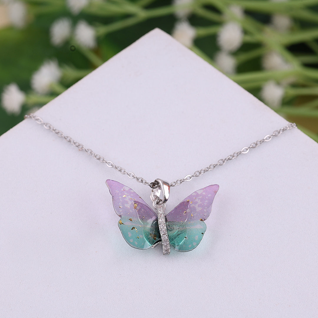 Sparky Butterfly Pendant Necklace