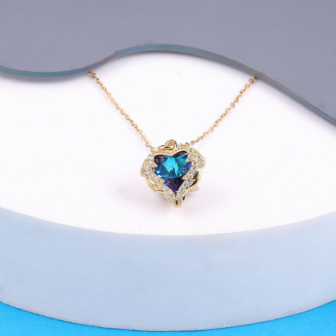 Blue Zircon Heart Necklace