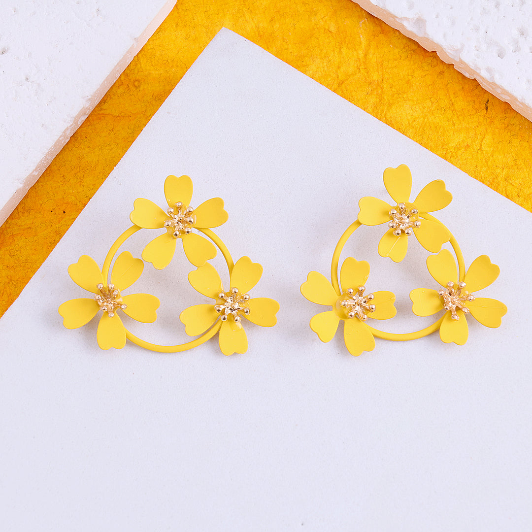 Yellow Flower Stud Earrings