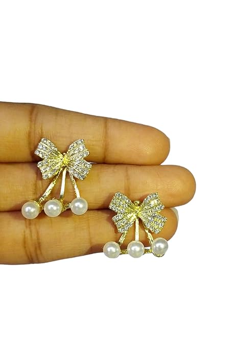 Tripal Pearls Bow Earring