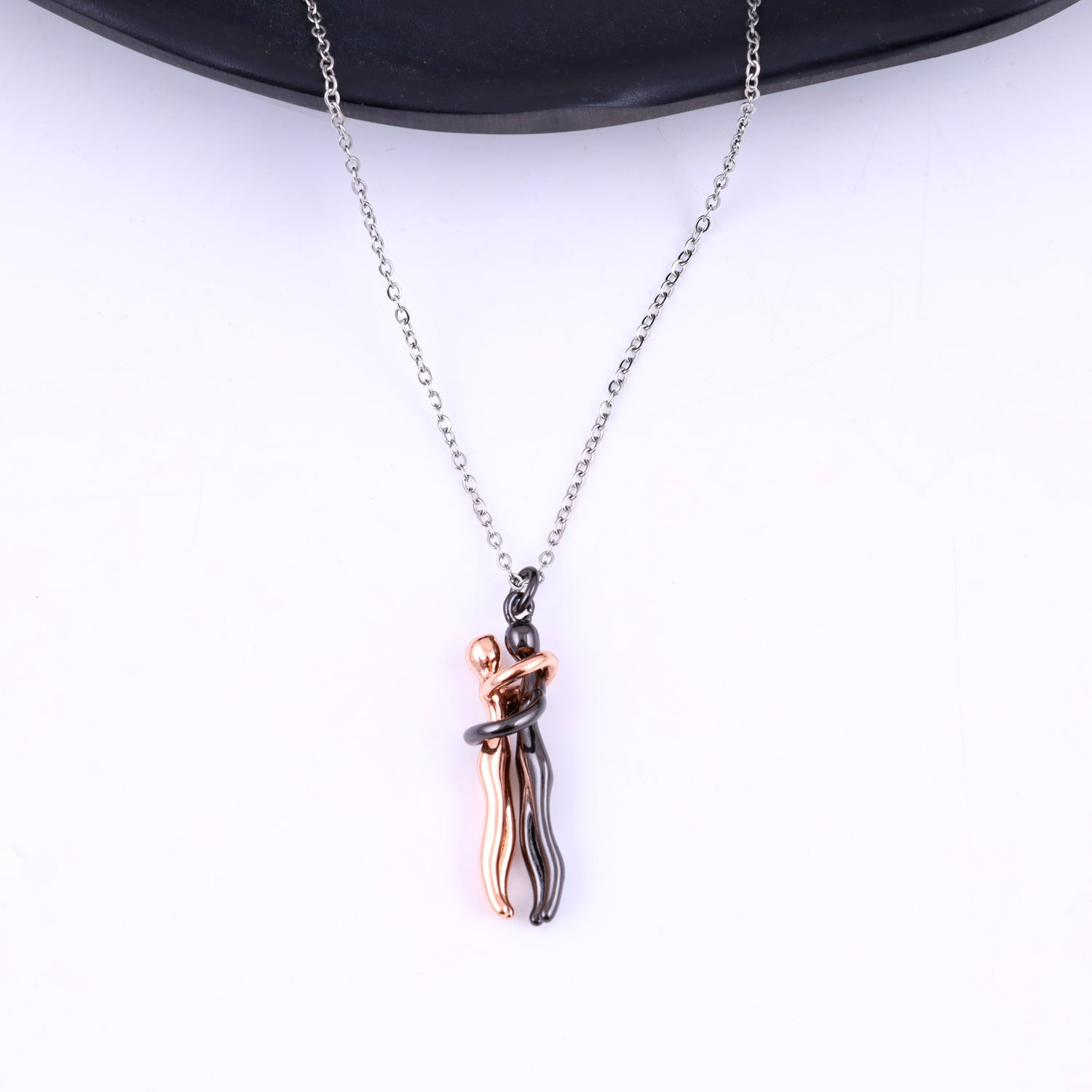 Rose Gold Plated Hug Couple Necklace