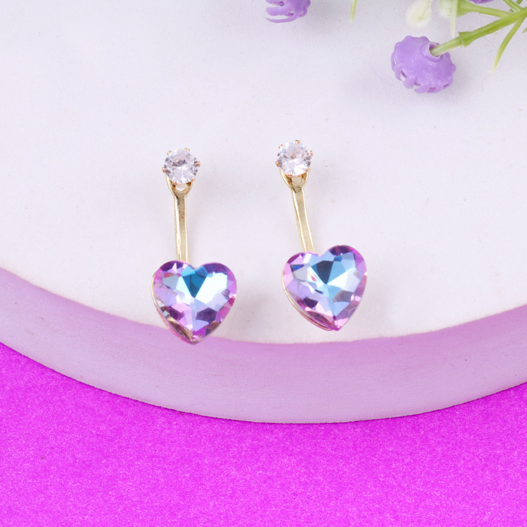 Purple Crystal Heart Earrings