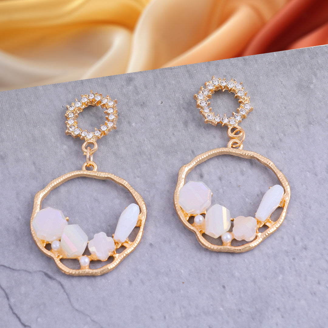 White Stone Drop Earrings