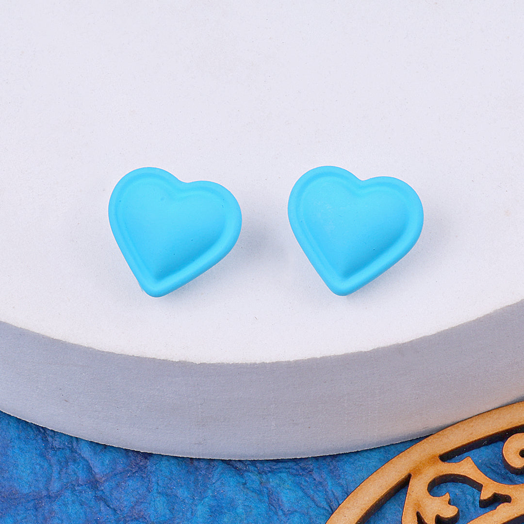 Mini Light Blue Heart Earrings