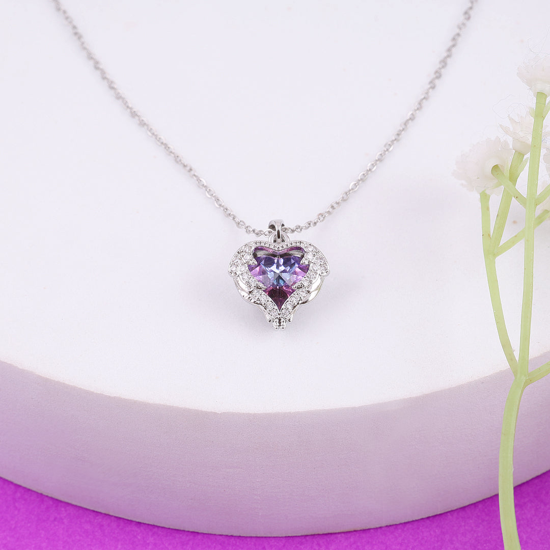 Purple Zircon Heart Necklace