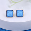Gold Plated Blue Square Earrings