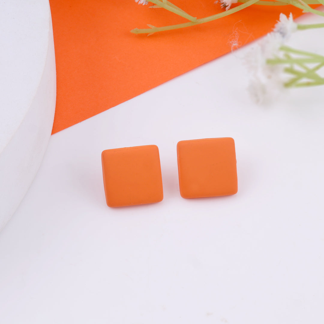 Orange Cube Drop Earrings