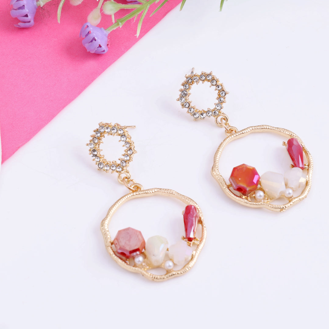 Rose Gold Beads Drop Earrings