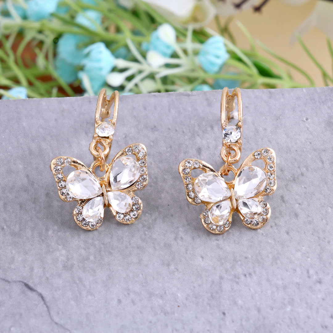 Silver Butterfly Drop Earrings