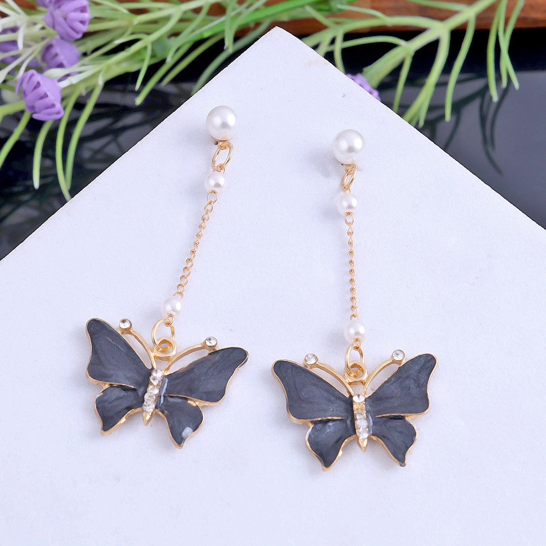 Black Butterfly Drop Earring