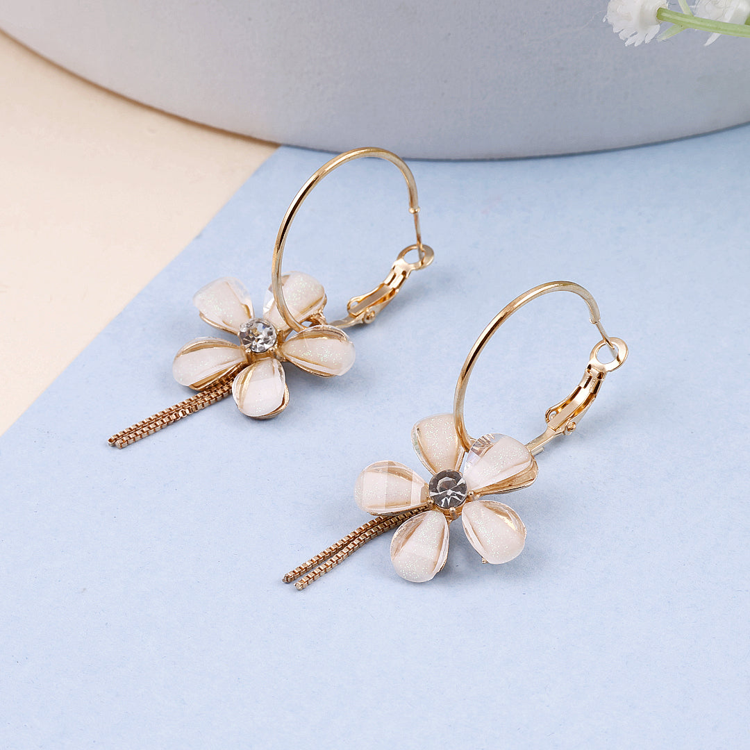 Gold plated Flower Hoop Earrings