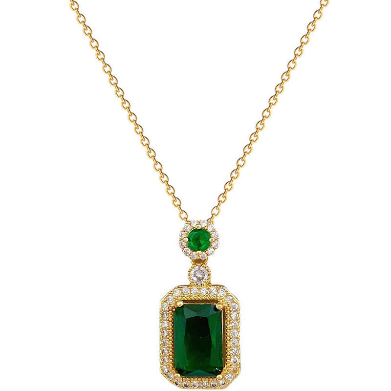 Gold Emerald With Green Stone Necklace