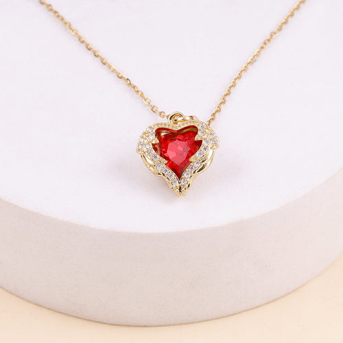 Red Zircon Heart Necklace