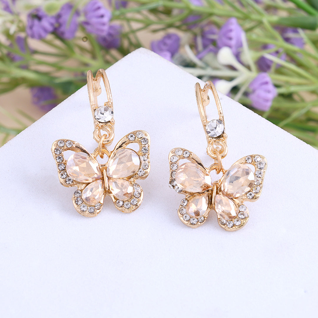 Silver Butterfly Drop Earrings