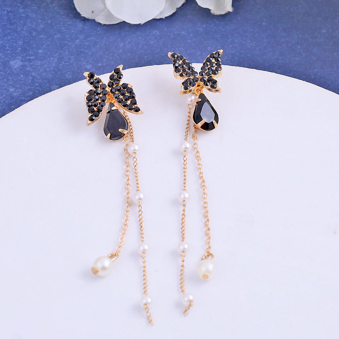 Black Stone Butterfly Earrings