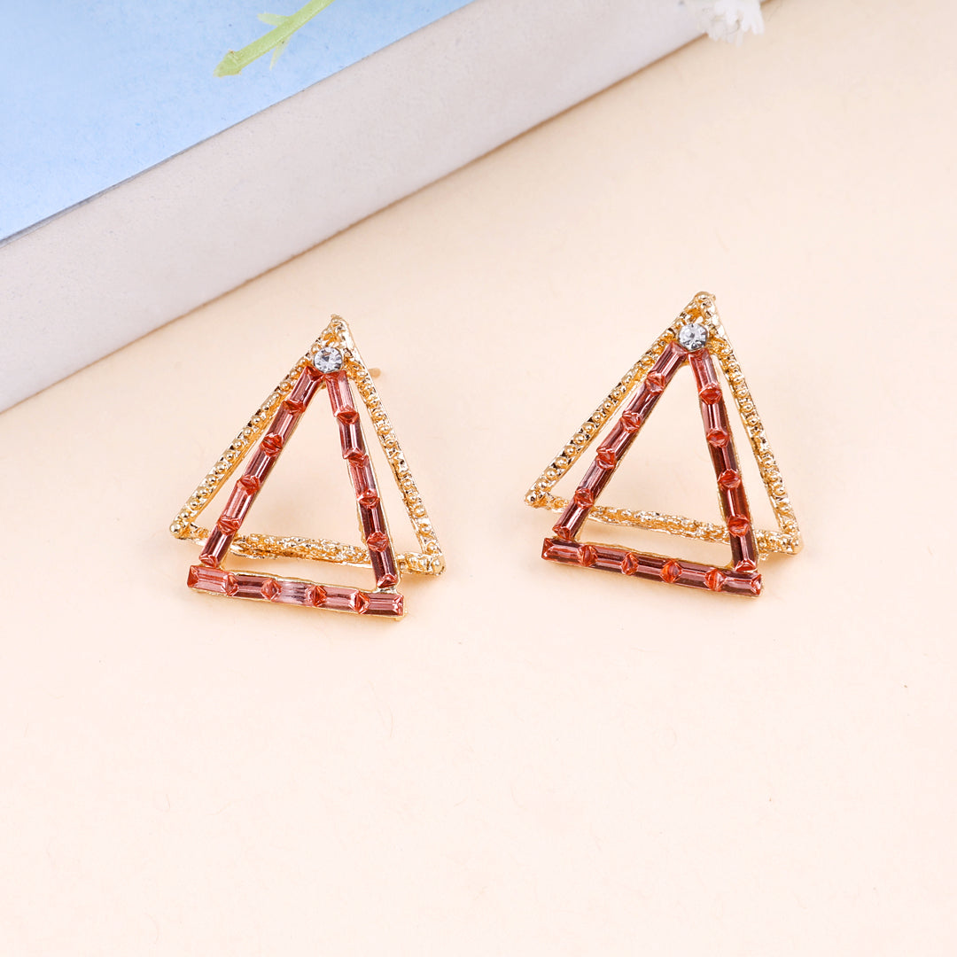 Double Triangle Goldish Earrings