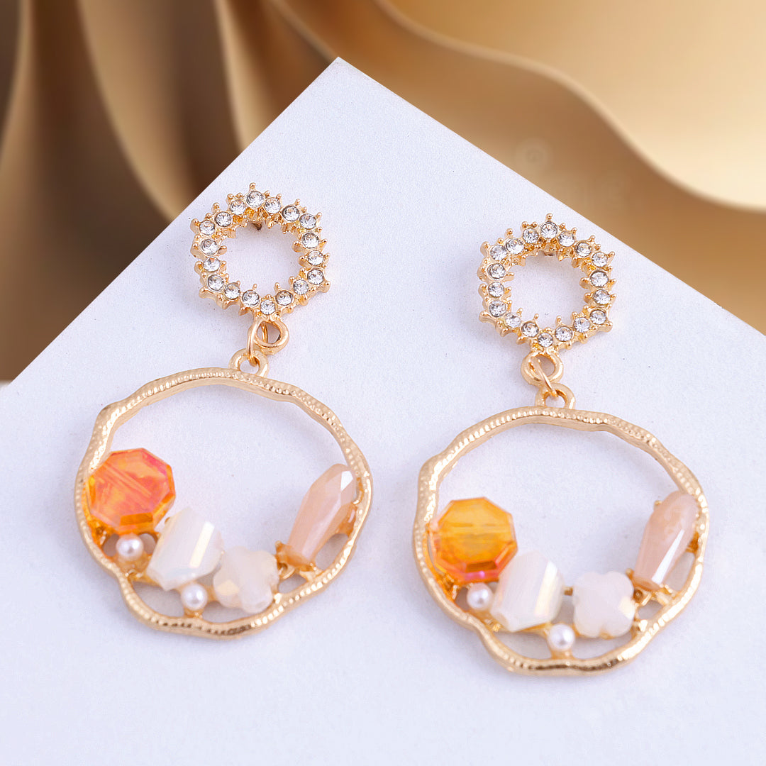 Orange Stone Drop Earrings