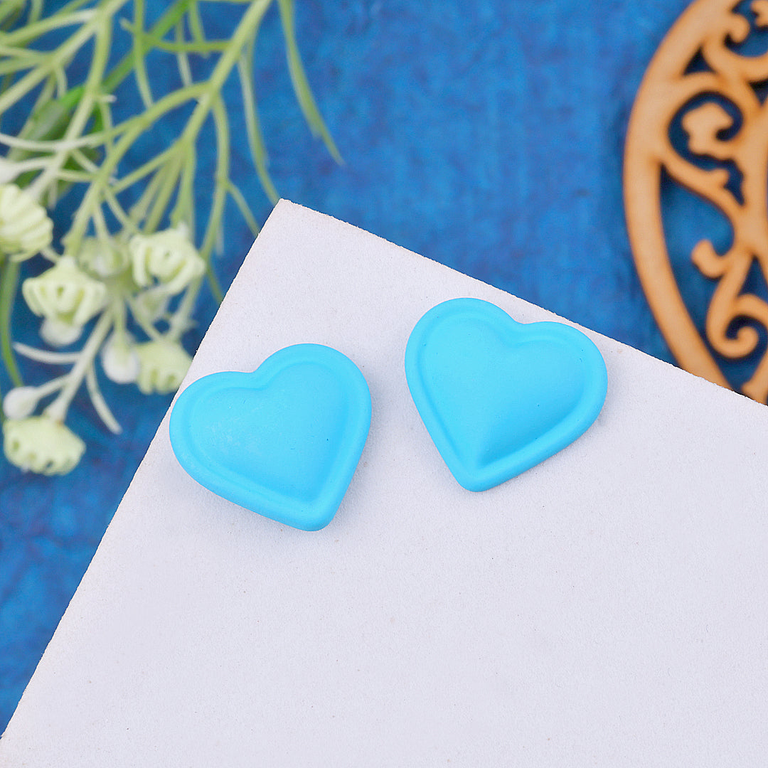 Mini Light Blue Heart Earrings