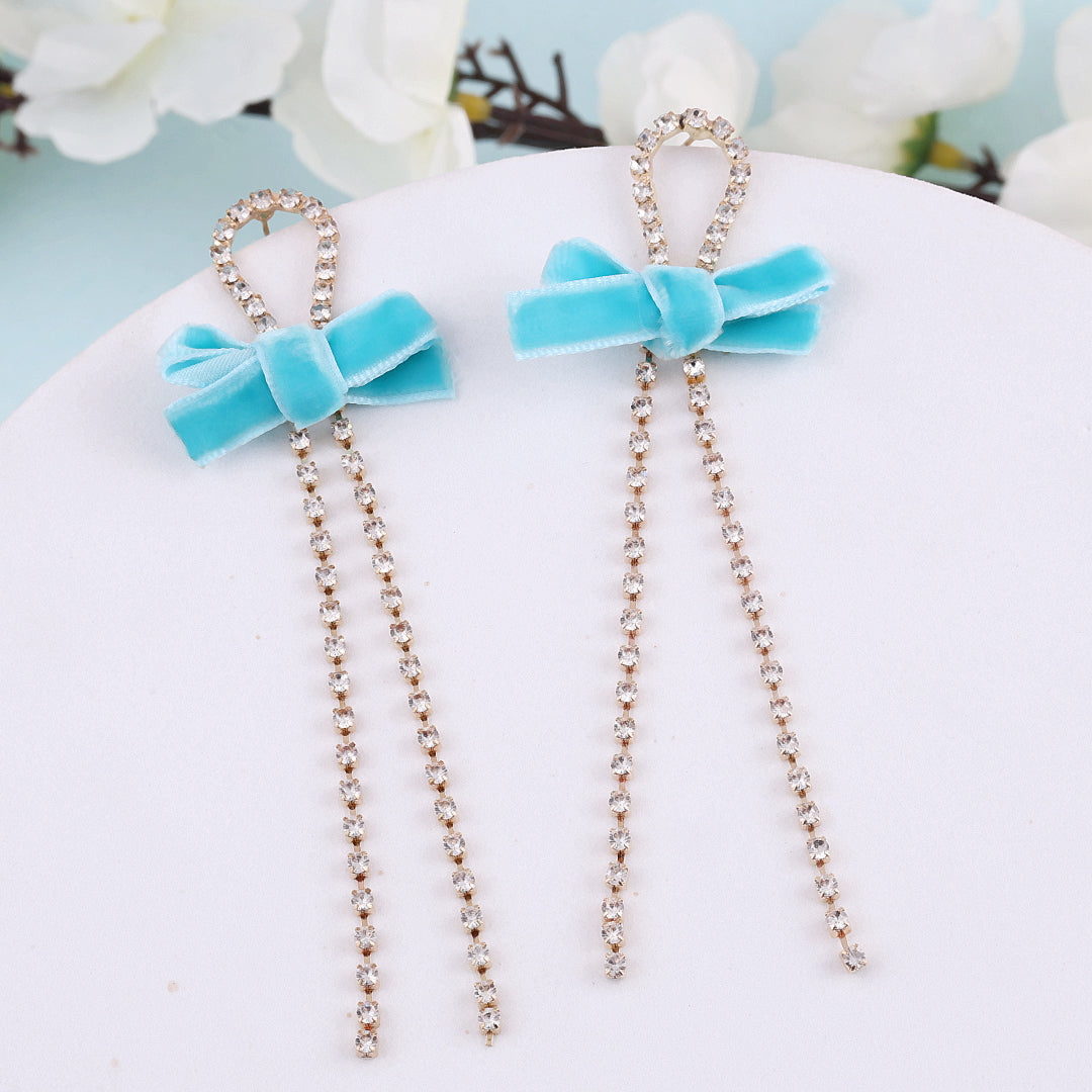 Light Blue Crystal Tassel Earrings