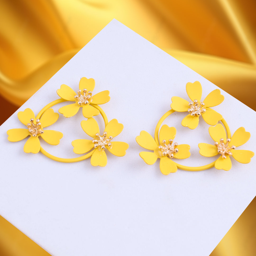 Yellow Flower Stud Earrings