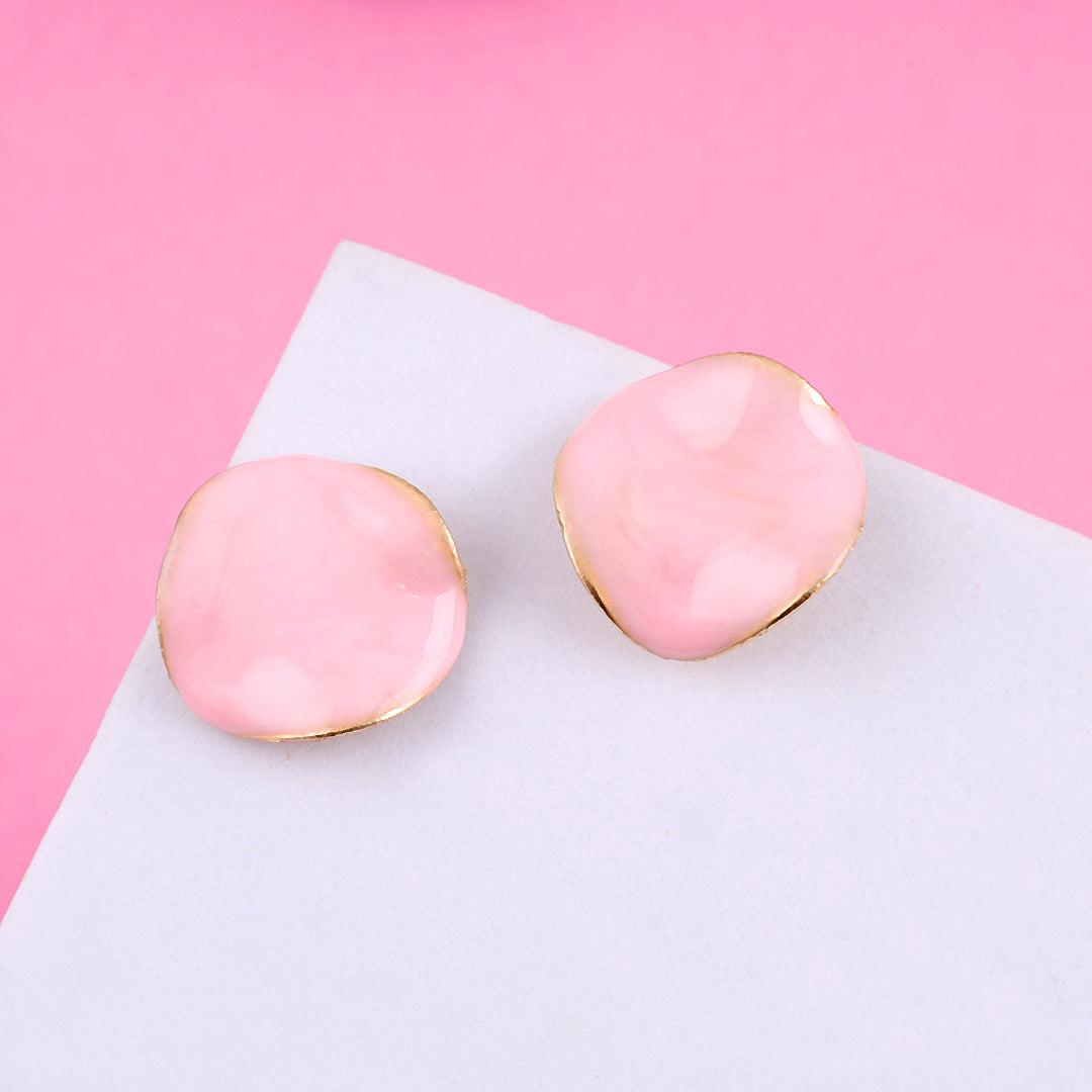 Cute Pink Round Drop Earrings