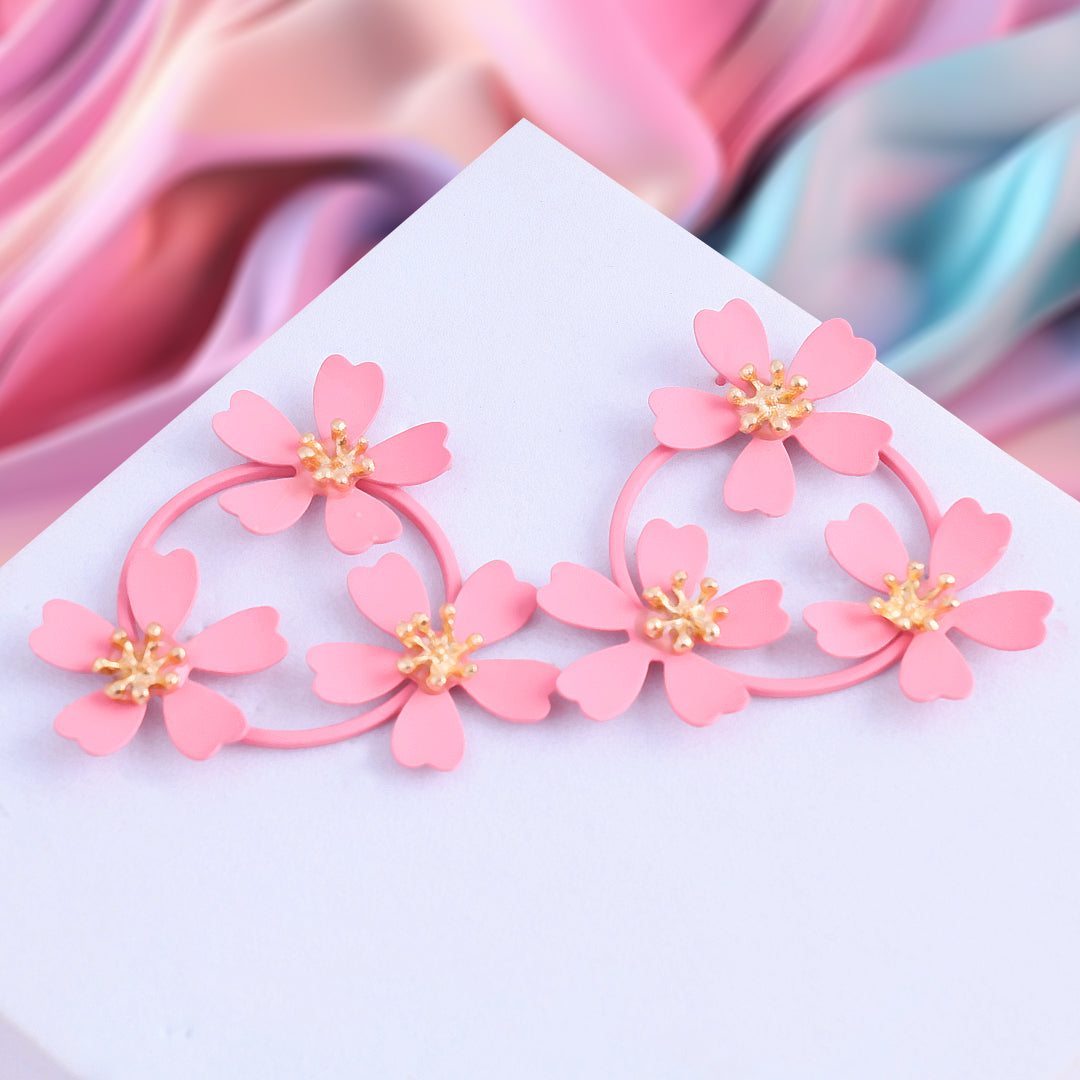 Sweet Pink Flower Earrings