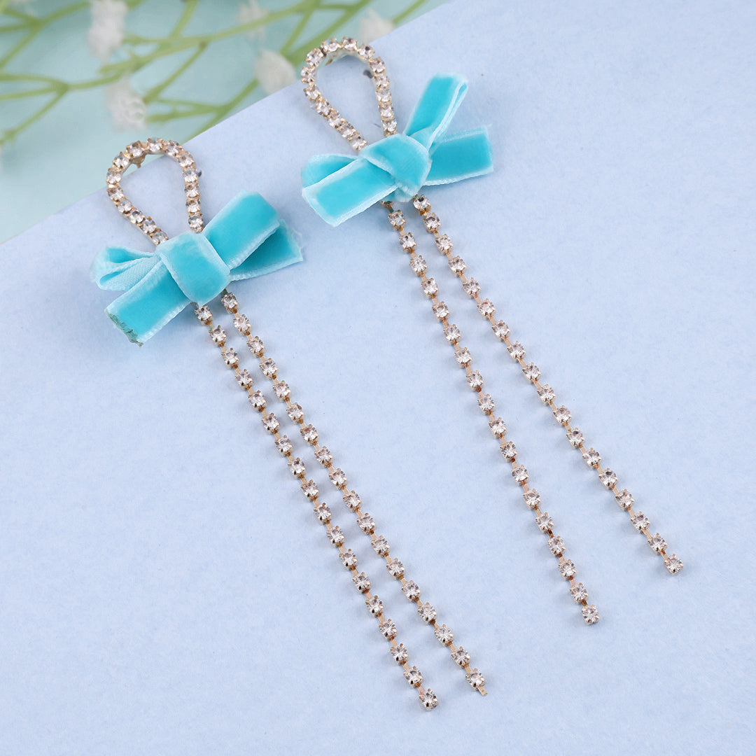 Light Blue Crystal Tassel Earrings