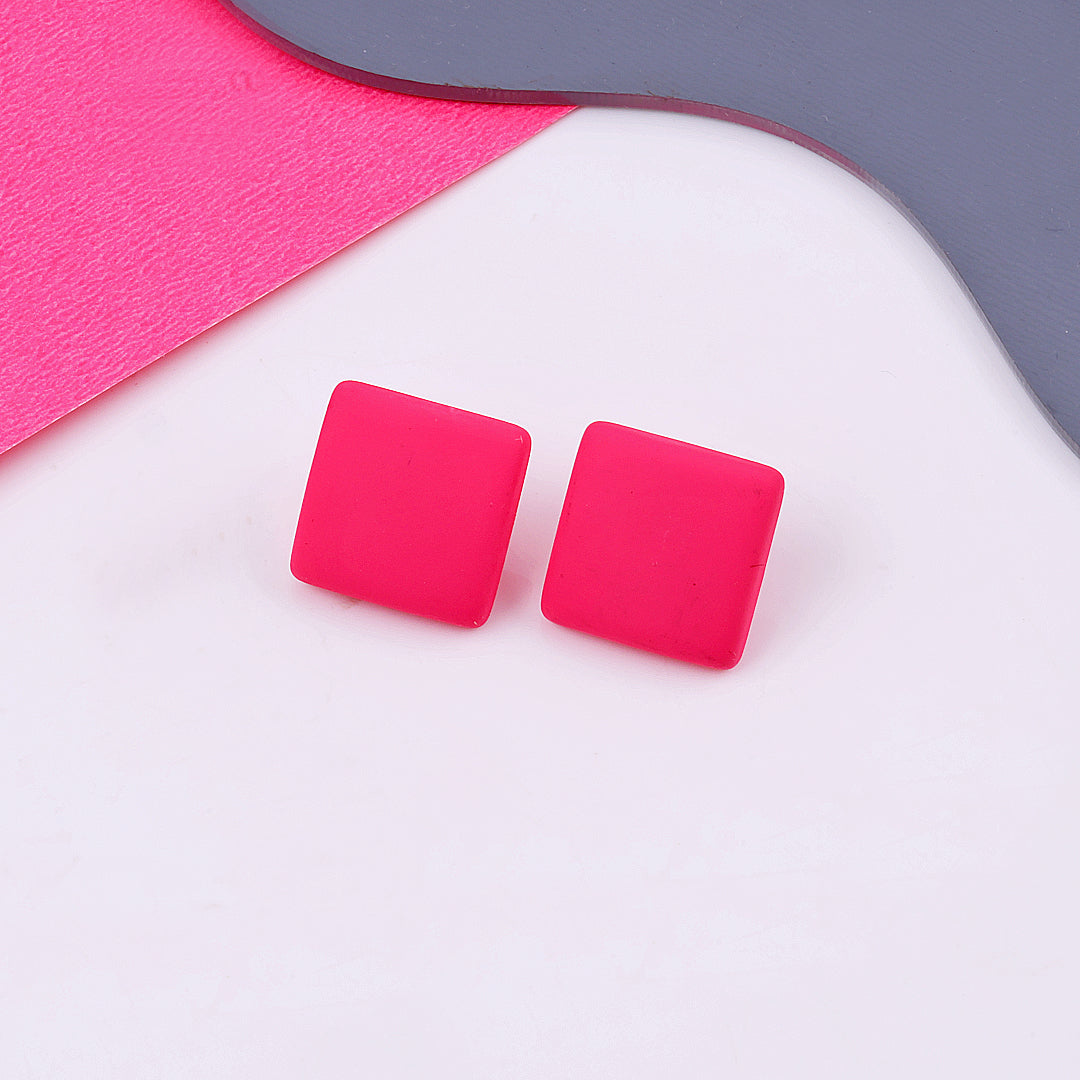 Pink Cube Stud Earrings