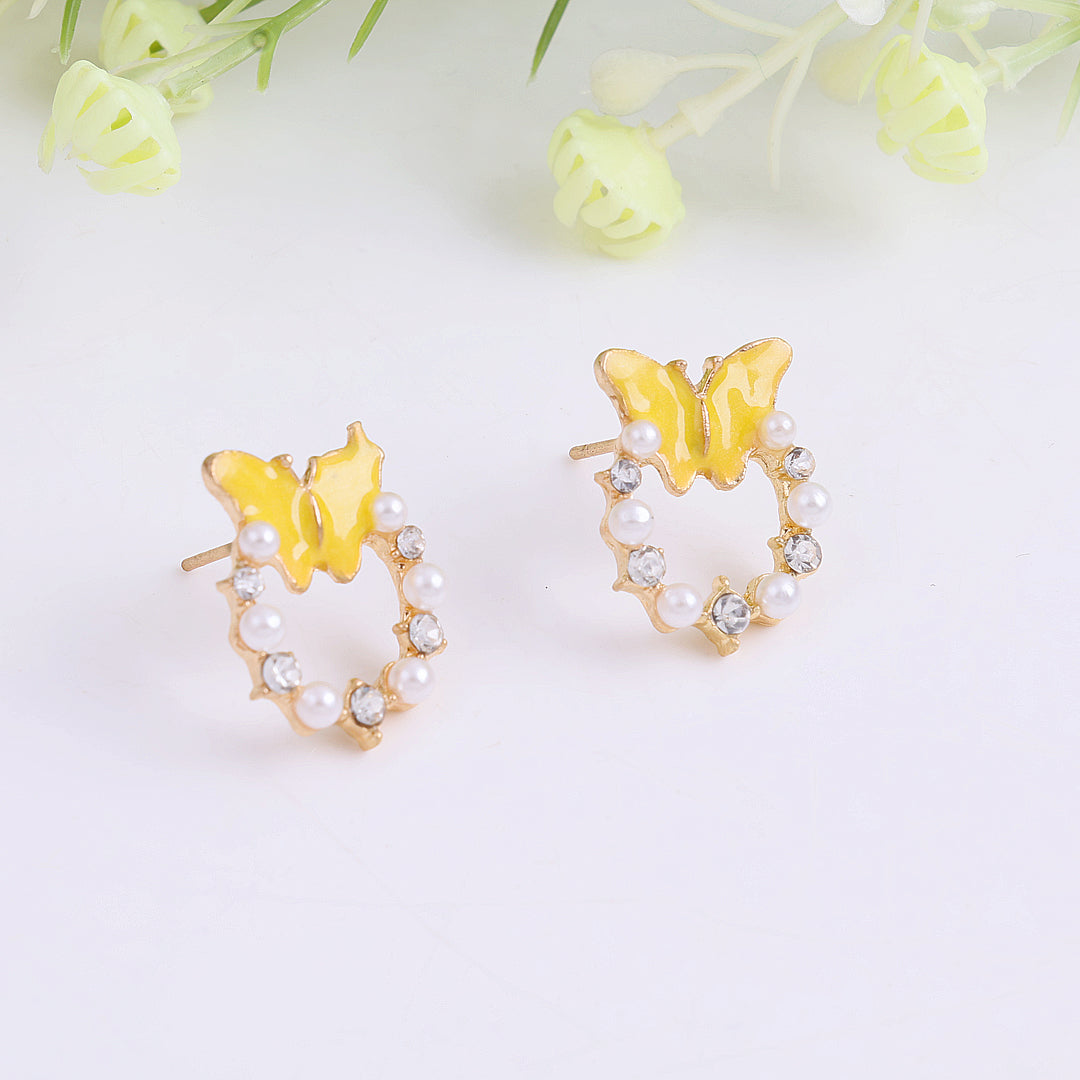 Mini Butterfly Pearl Earrings