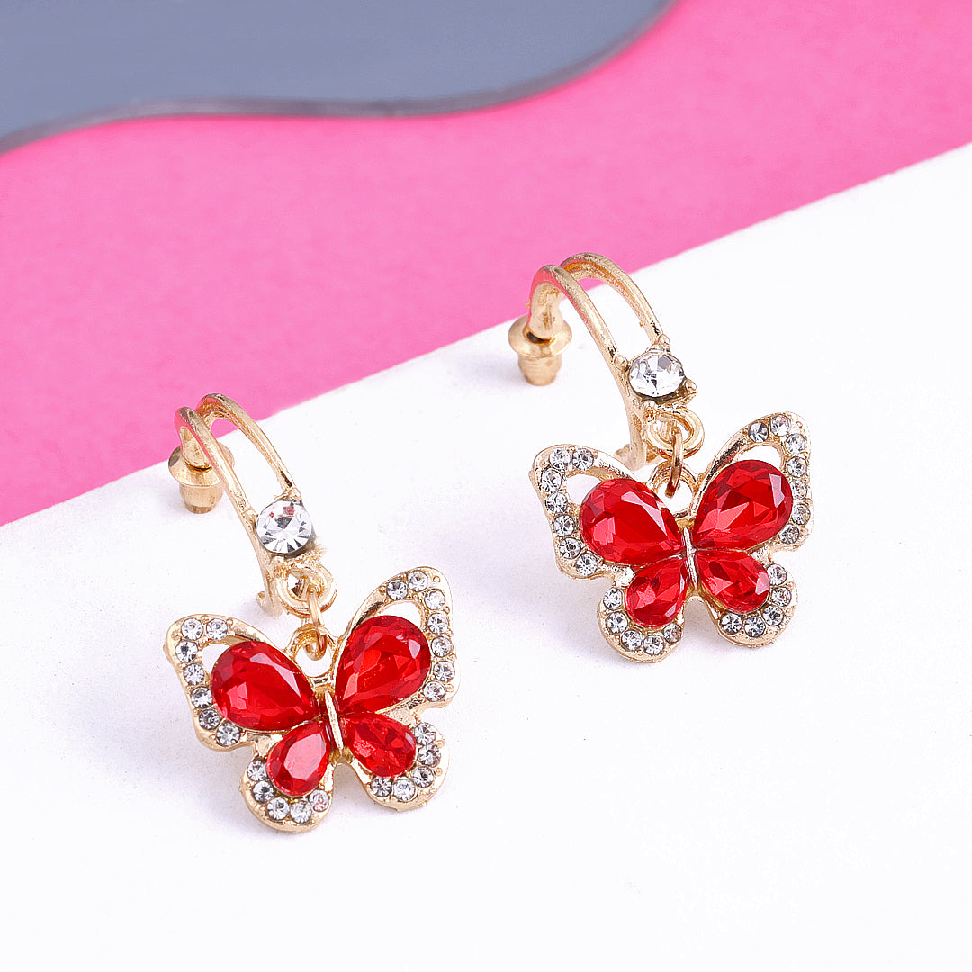 Red Color Butterfly Earrings