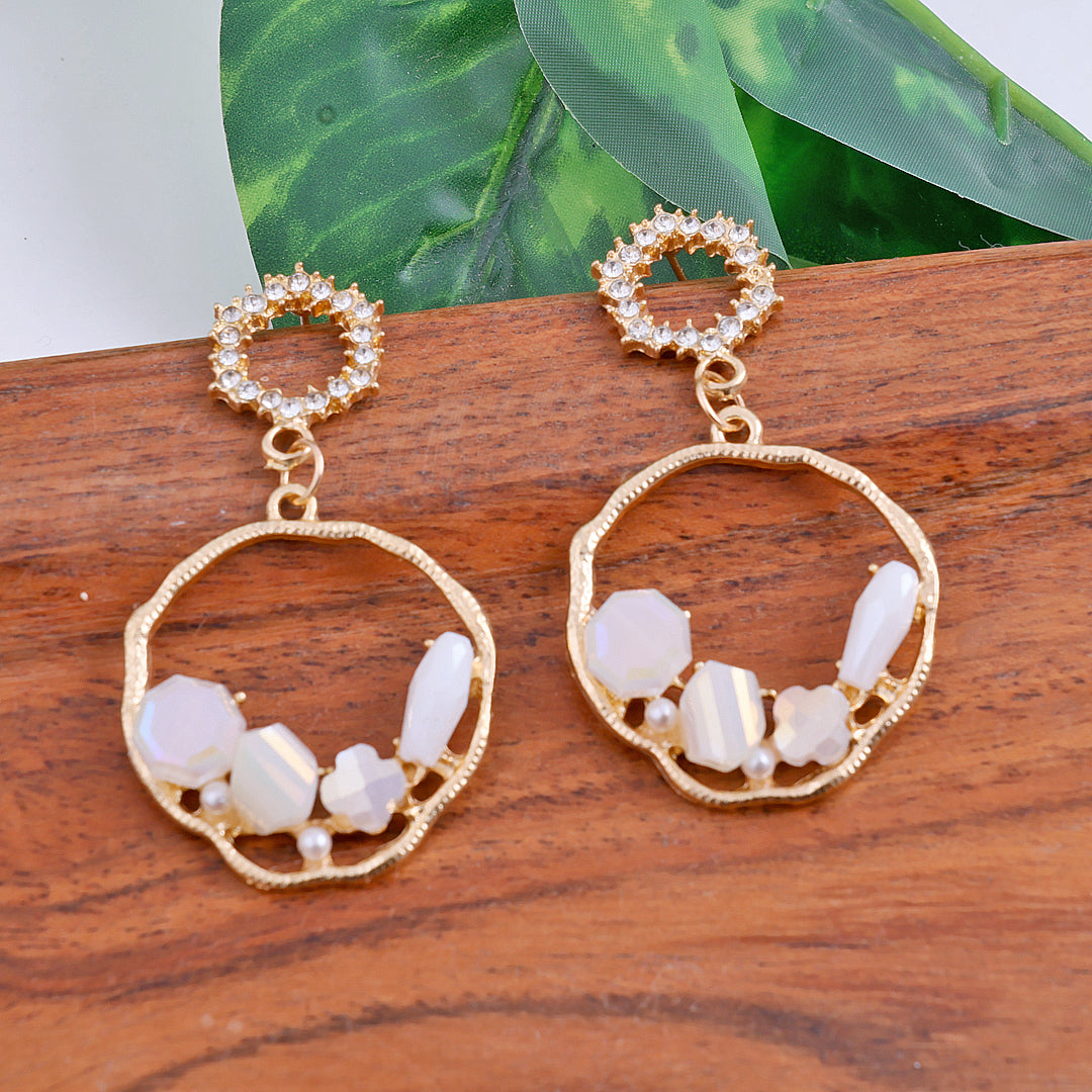 White Stone Drop Earrings