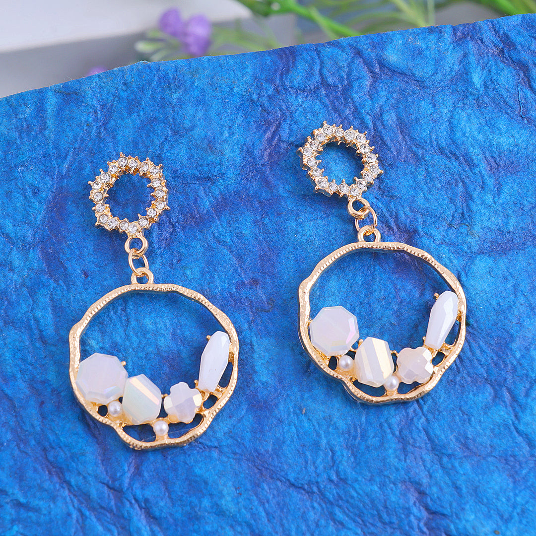 White Stone Drop Earrings