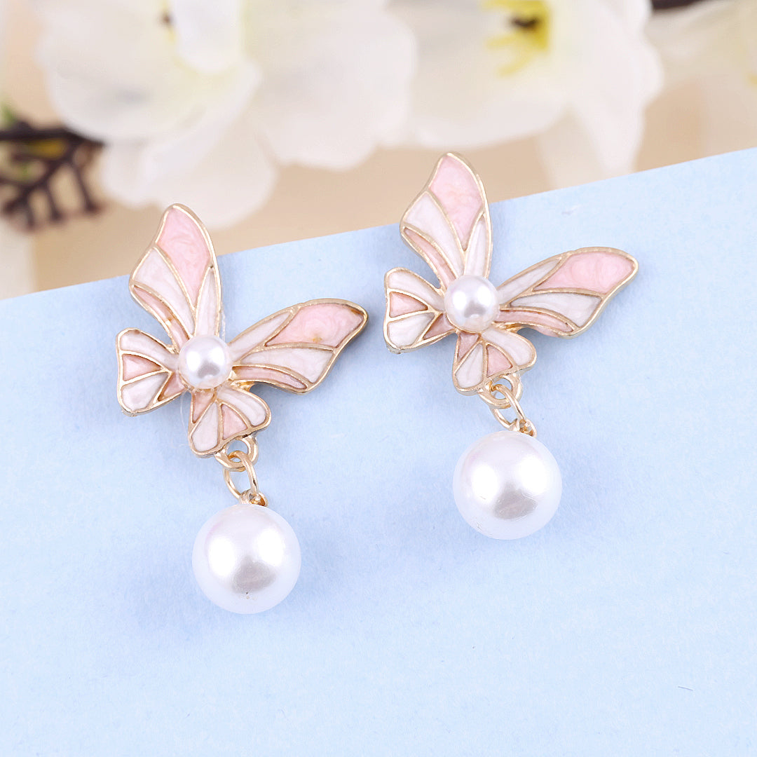 Butterfly Pearl Drop Earrings