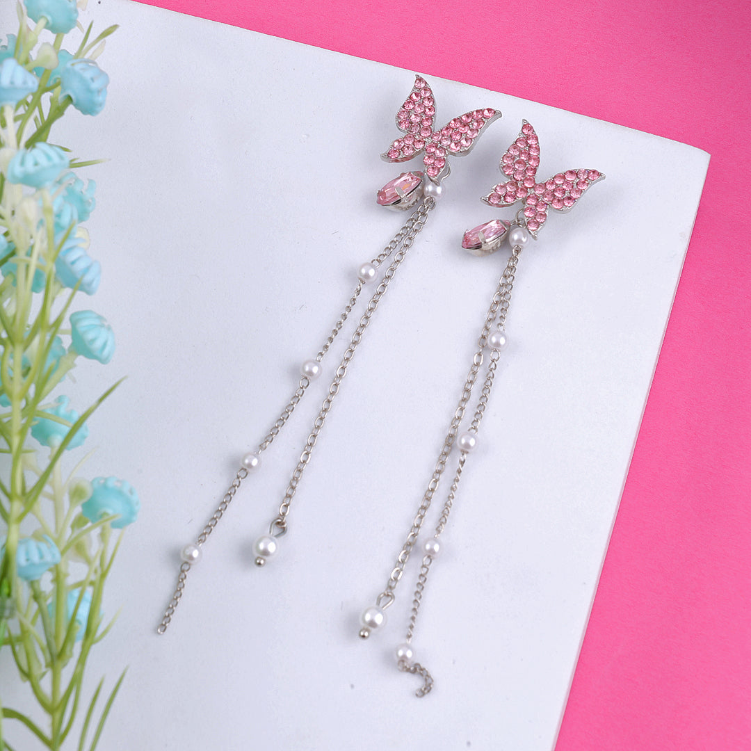 Pink Butterfly Stone Earrings