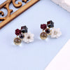 Black Crystal Flower Earrings