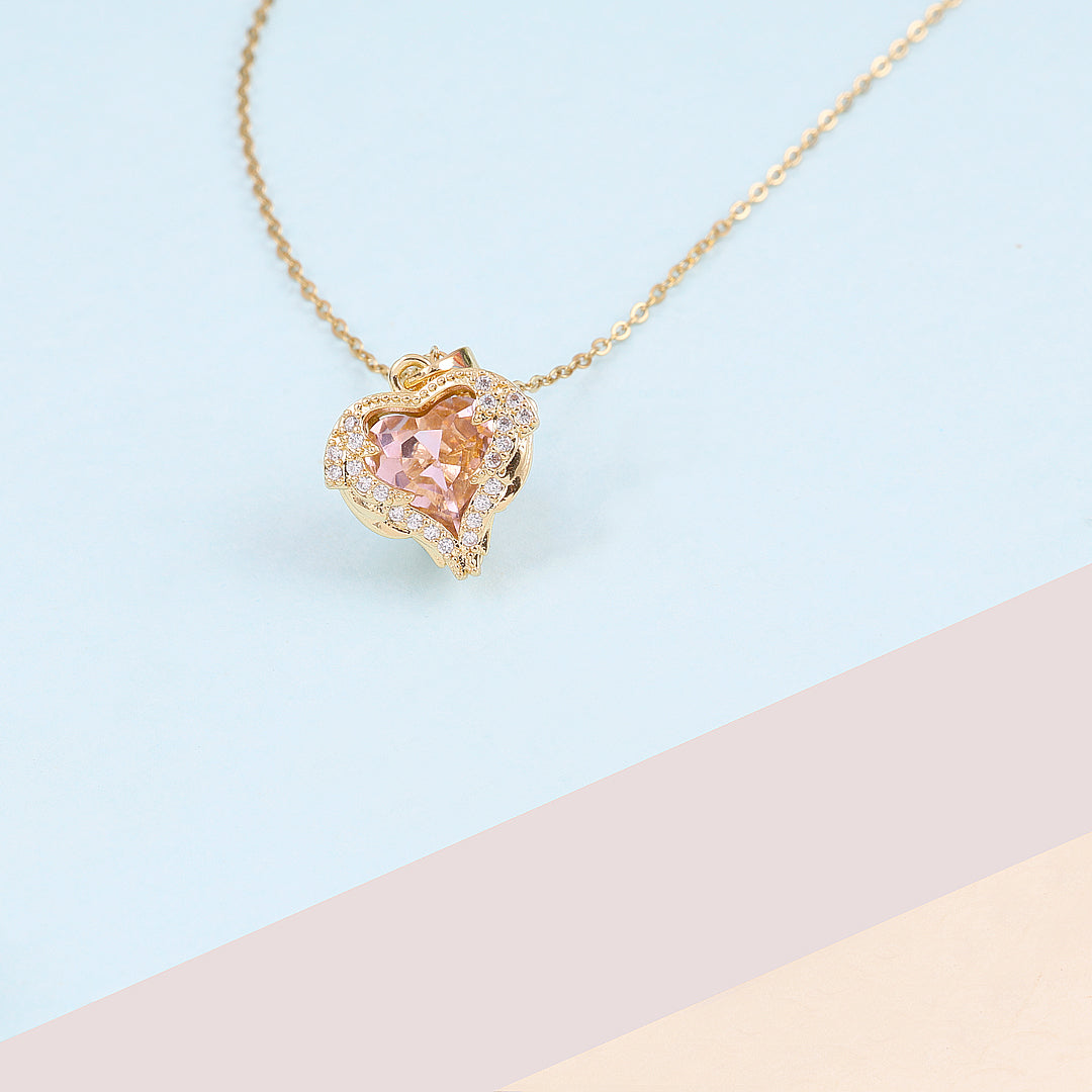 Rose Gold Zircon Heart Necklace