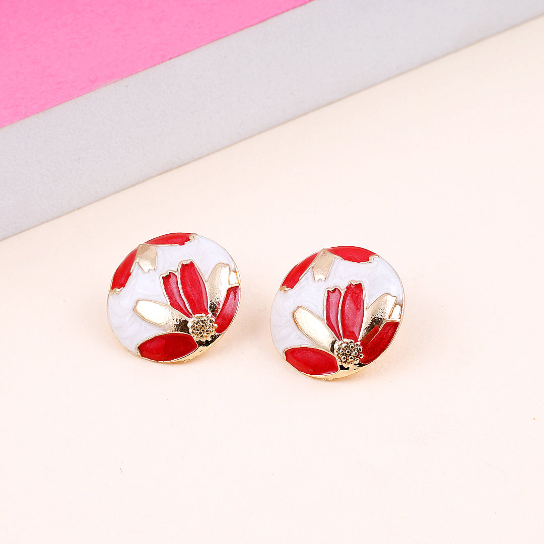 Enamel Drip Oil Red Stud Earrings