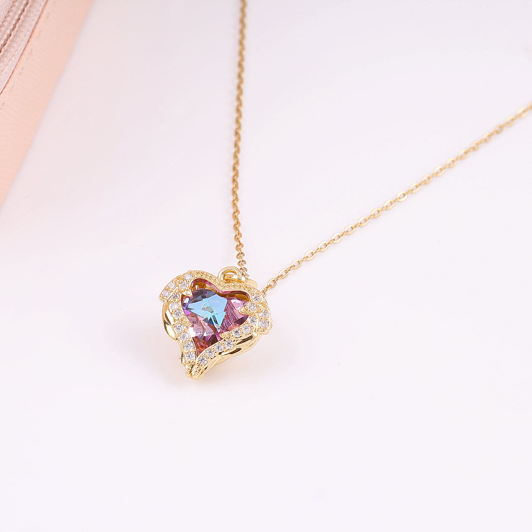 Pink Zircon Heart Necklace