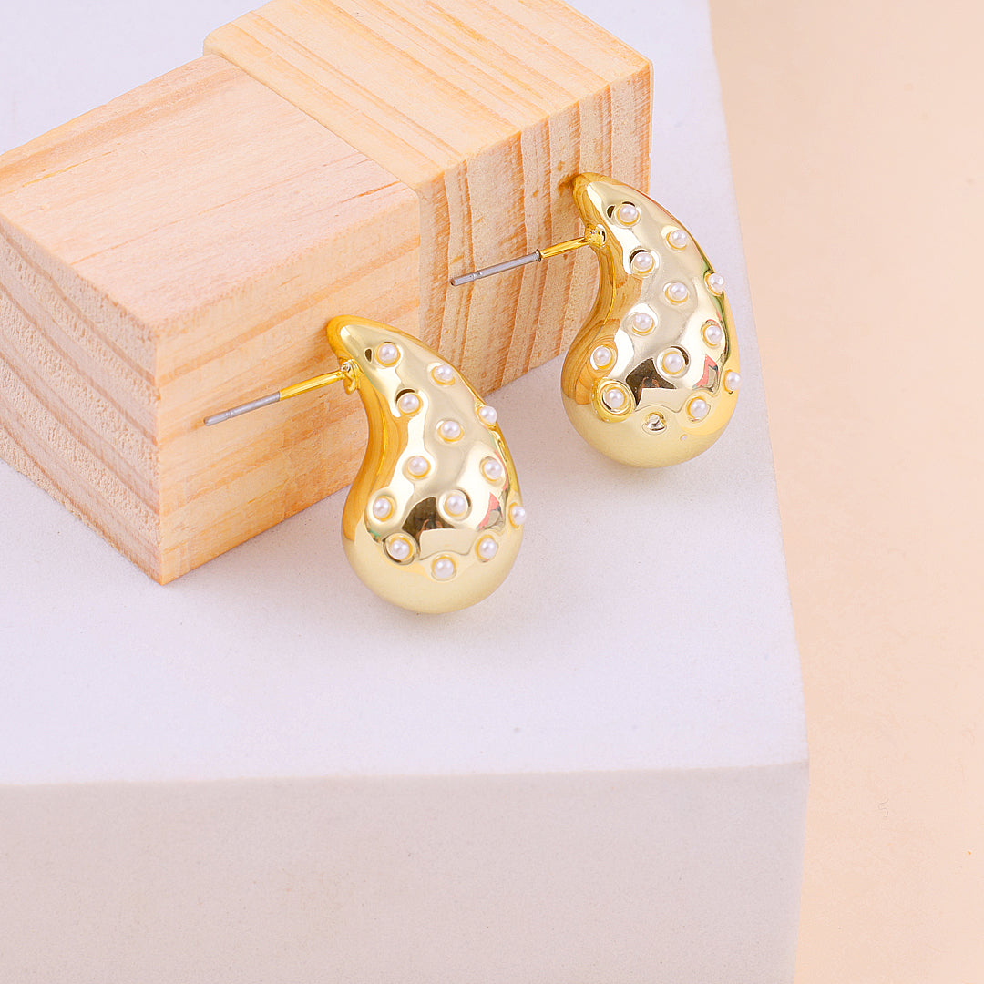 Golden Eye Drop Stud Earrings