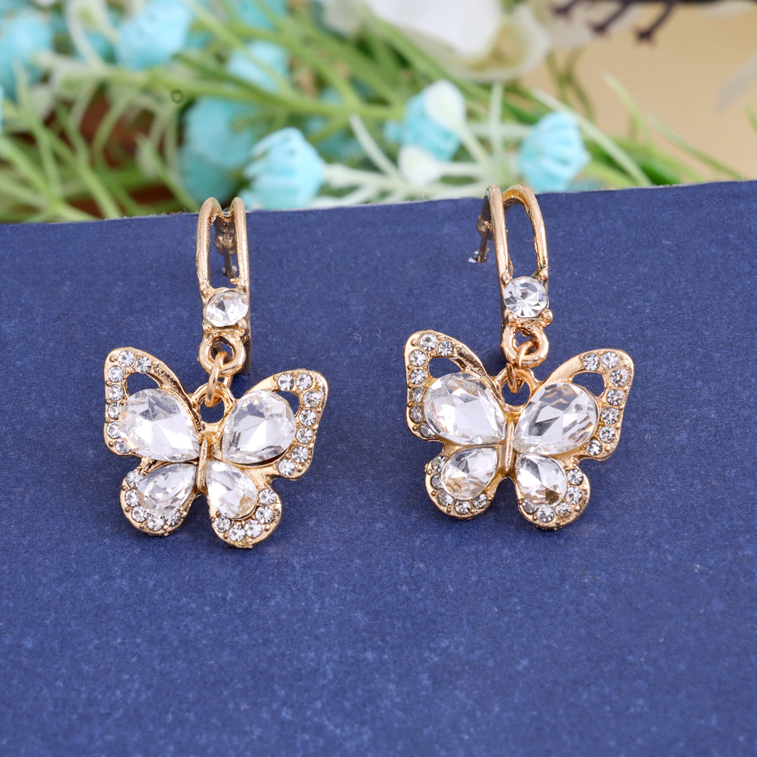 Silver Butterfly Drop Earrings