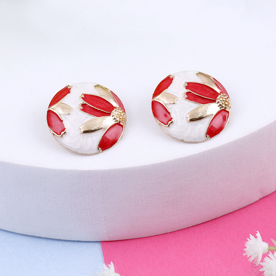 Enamel Drip Oil Red Stud Earrings