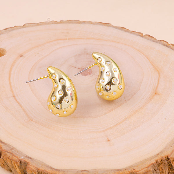 Golden Eye Drop Stud Earrings