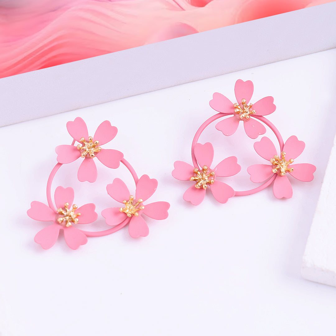 Sweet Pink Flower Earrings