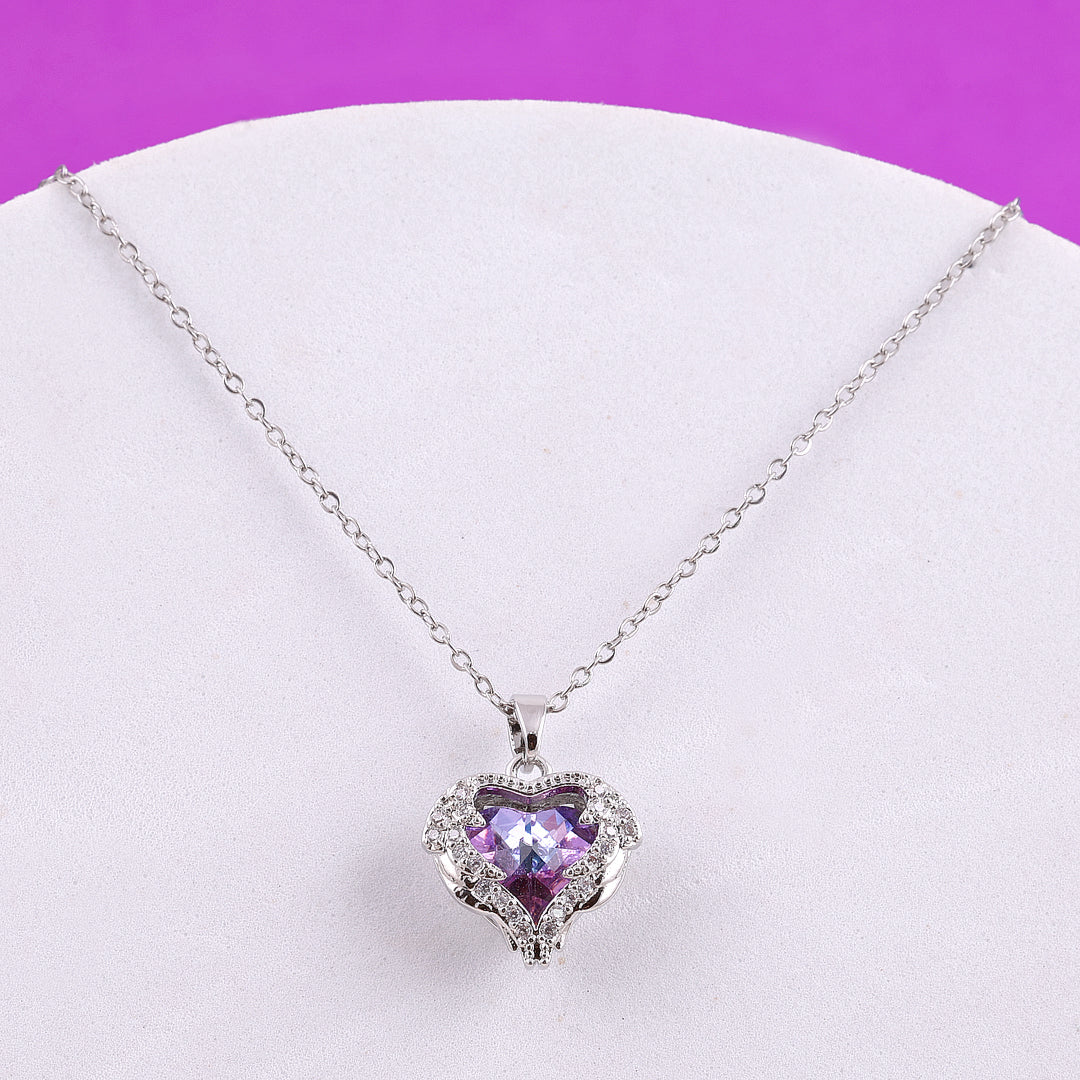 Purple Zircon Heart Necklace